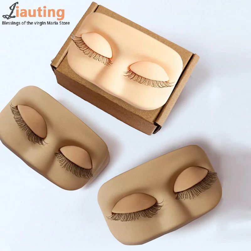 Фото Плоская модель Mini Lash, тренировочная голова для наращивания ресниц со съемными сменными веками и накладными ресницами №4