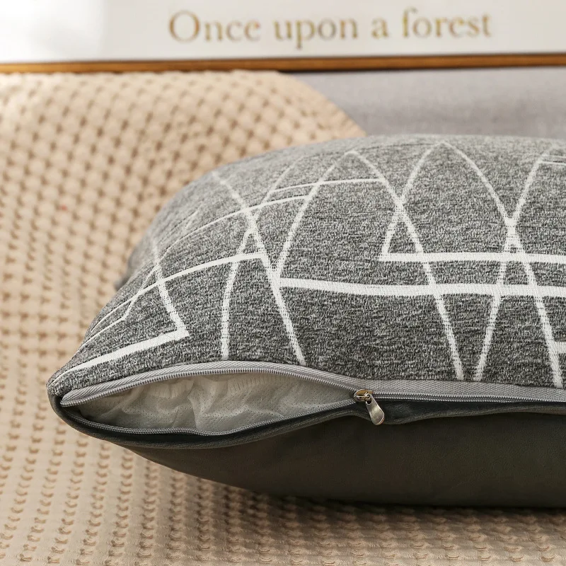 Geometric Cushion Cover 45x45cm Decorative Chenille Pillows for Sofa Living Room Pillowcase Red Gray Quality | Дом и сад