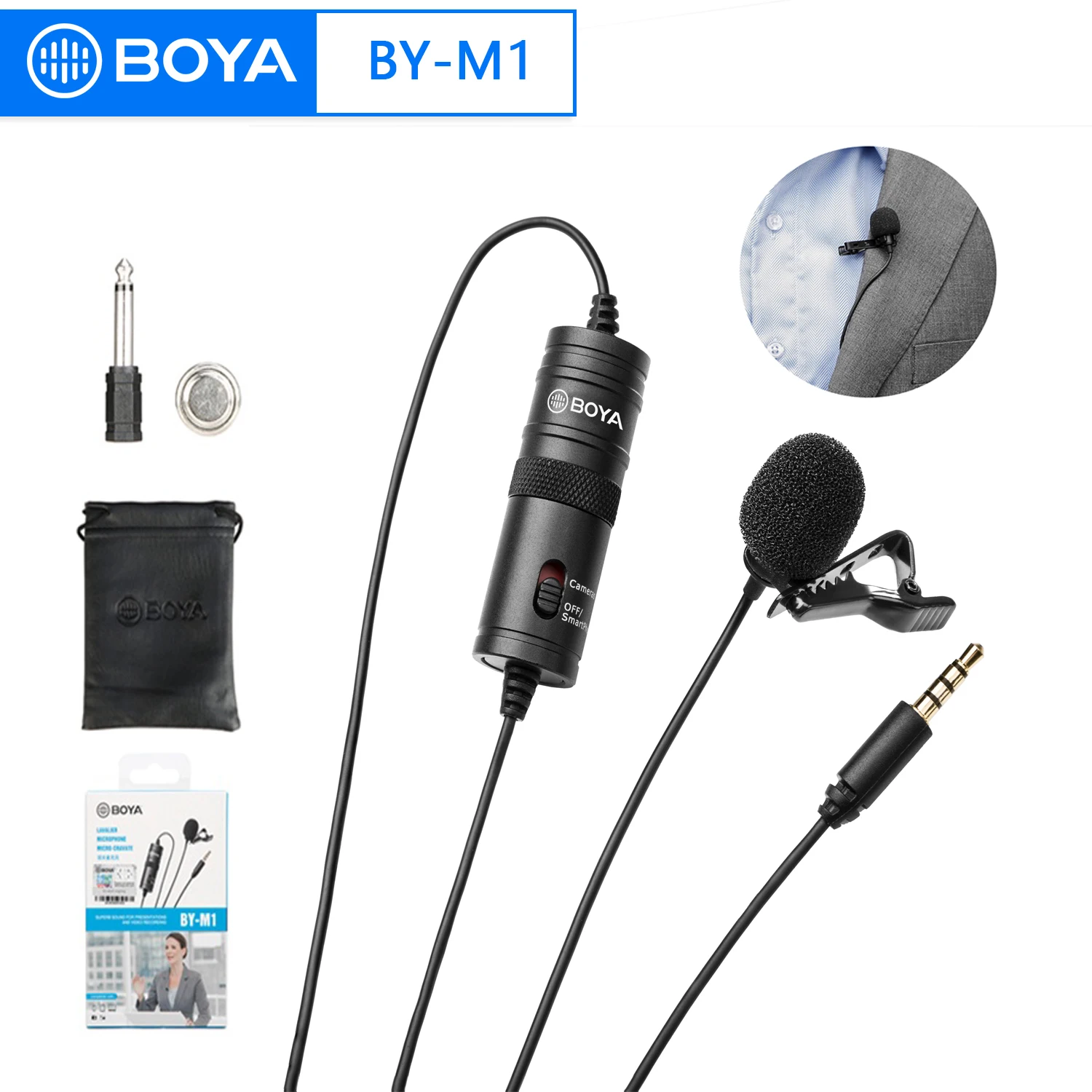 

BOYA BY-M1 3.5mm Professionnel Condenser Lavalier Microphone Lapel 6M Mic for PC iphone Android DSLR Cameras Youtube Recording