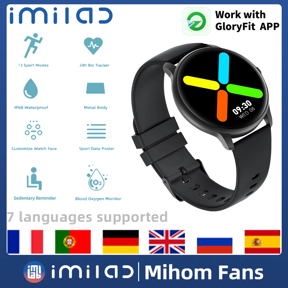 IMILAB KW66 Smart Watch Bracelet Men Women Smartwatch Sports Fitness Tracker 24 Hours Heart Rate Sleep Monitor IP68 Watches Gift