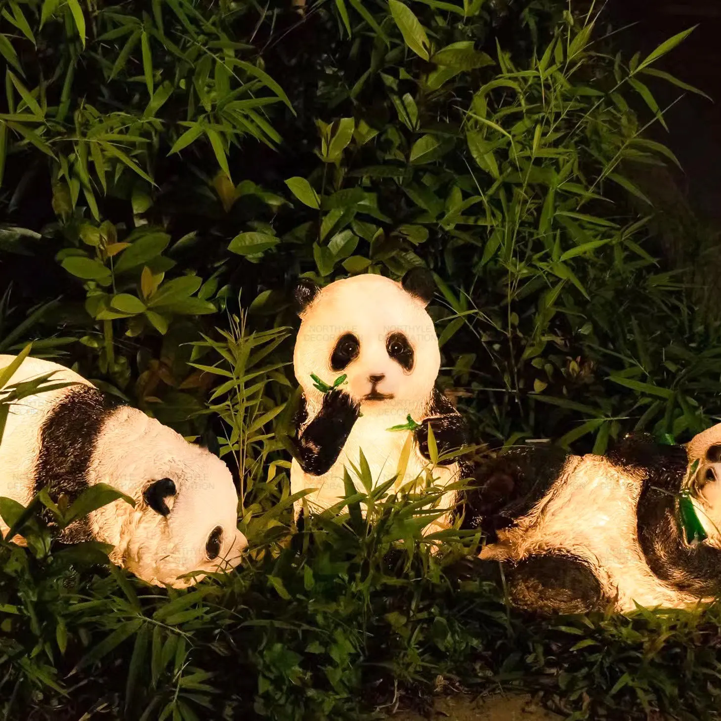 Fiberglass Panda Cute Outdoor Home Garden Decoration Low Voltage Landscape Lighting LED Lights