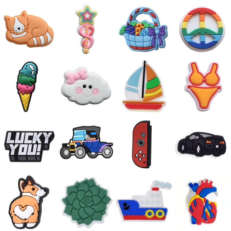 

Hot 1Pcs Cute PVC Shoes Charms for Croc Wristband Hole Slipper Decoration DIY Accessories Pins Kids Men Women X-mas Gifts