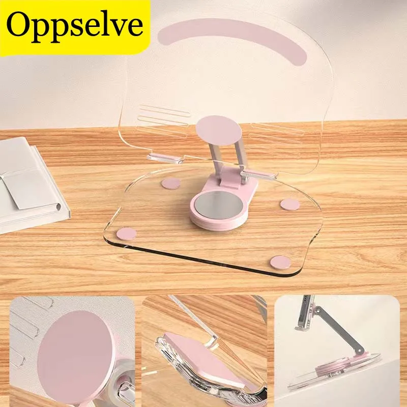 

Acrylic Tablet Holder 360 Degree Rotatable Desktop Stand Foldable Anti-skid Phone Mount Upgraded Clear Portable Mobile Support