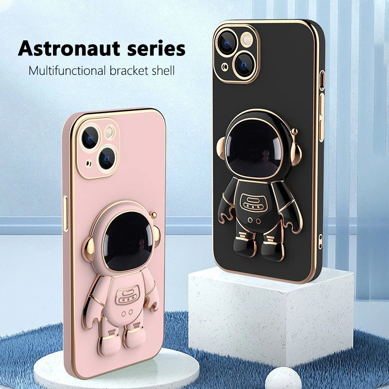 

New IPHONE 14 PRO MAX CASE Solid Color Electroplating Three-dimensi Astronaut Stand PHONE CASE for iPhone12 11 13 PRO MAX XS XR