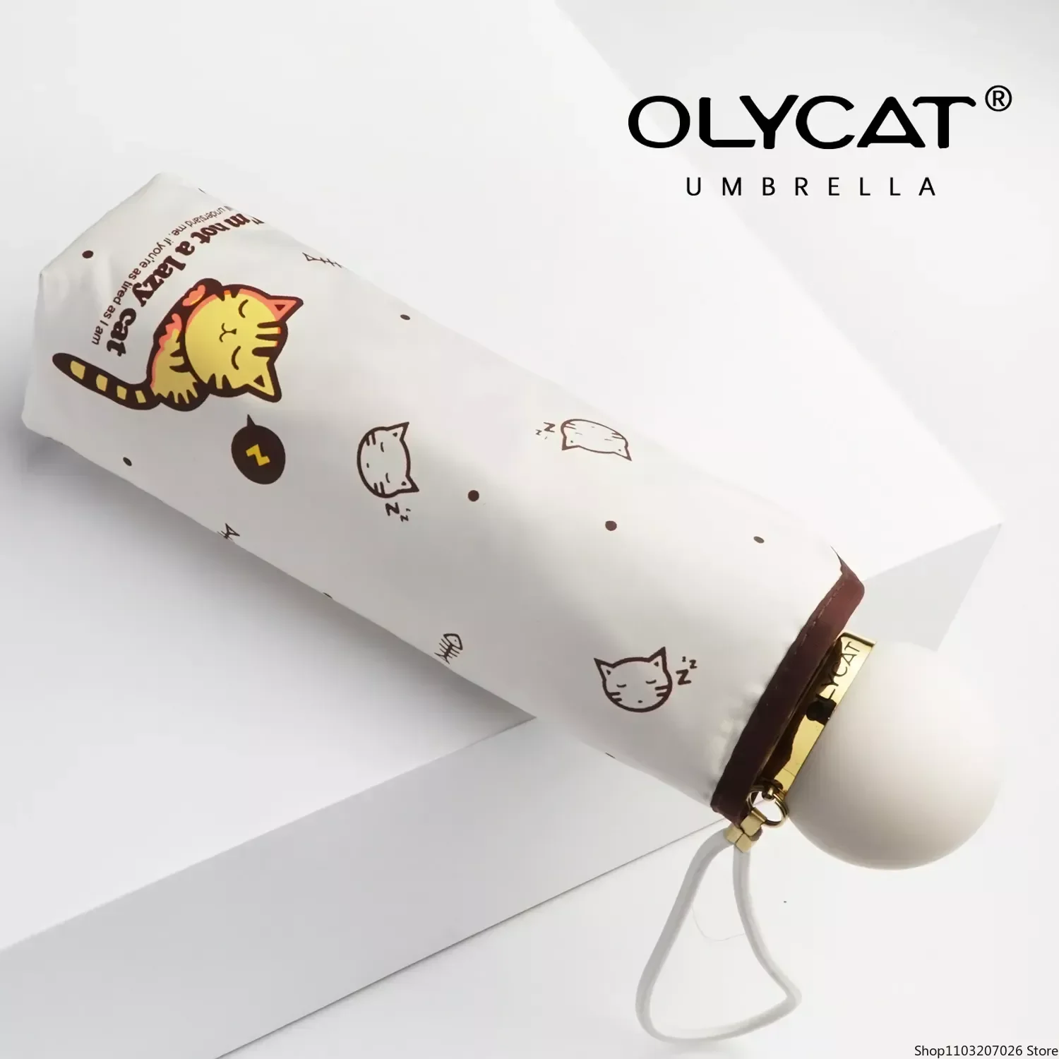 

Милый мини-зонт OLYCAT, Детские ультралегкие зонтики с карманом и кошкой, пять складных ветрозащитных зонтиков от солнца и дождя для женщин
