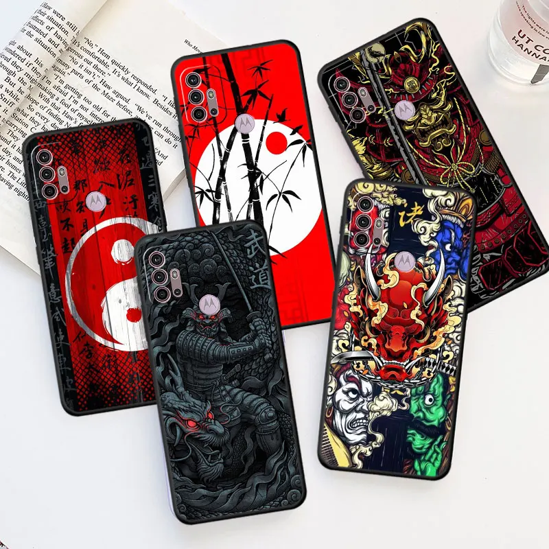 Мягкий чехол с японским призраком Самураем для Motorola Moto Edge 30 Fusion G60 G8 Power 20Pro 30Neo G30 G22 G72 G9 G50, черный чехол