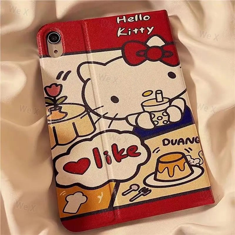 

Hello Kitty Cute Cartoon iPad Case For Air 4 iPad Pro 2021 10.5 10.2 8 7th 2018 Mini 4 5 6 Silicone Protective Cover
