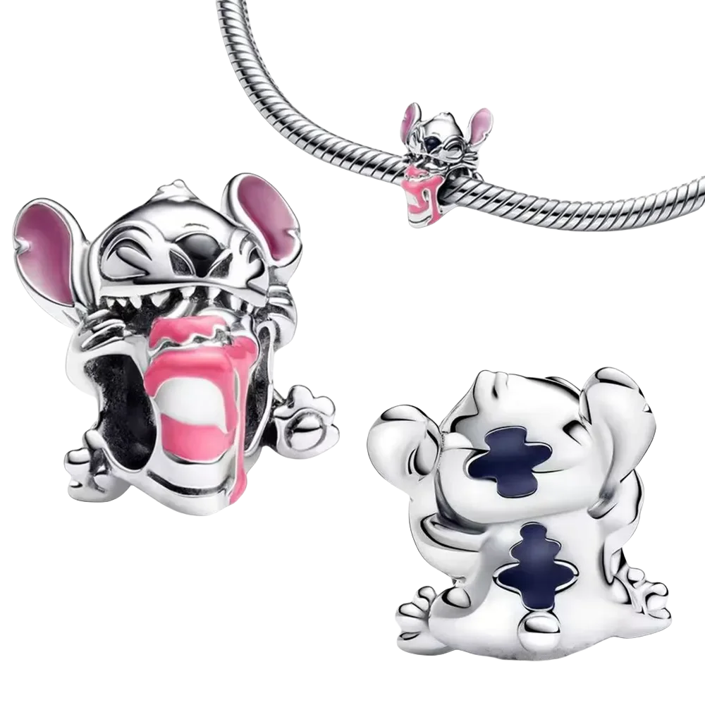 Розовые бусины Disney из стерлингового серебра 925 пробы с тортом на день рождения