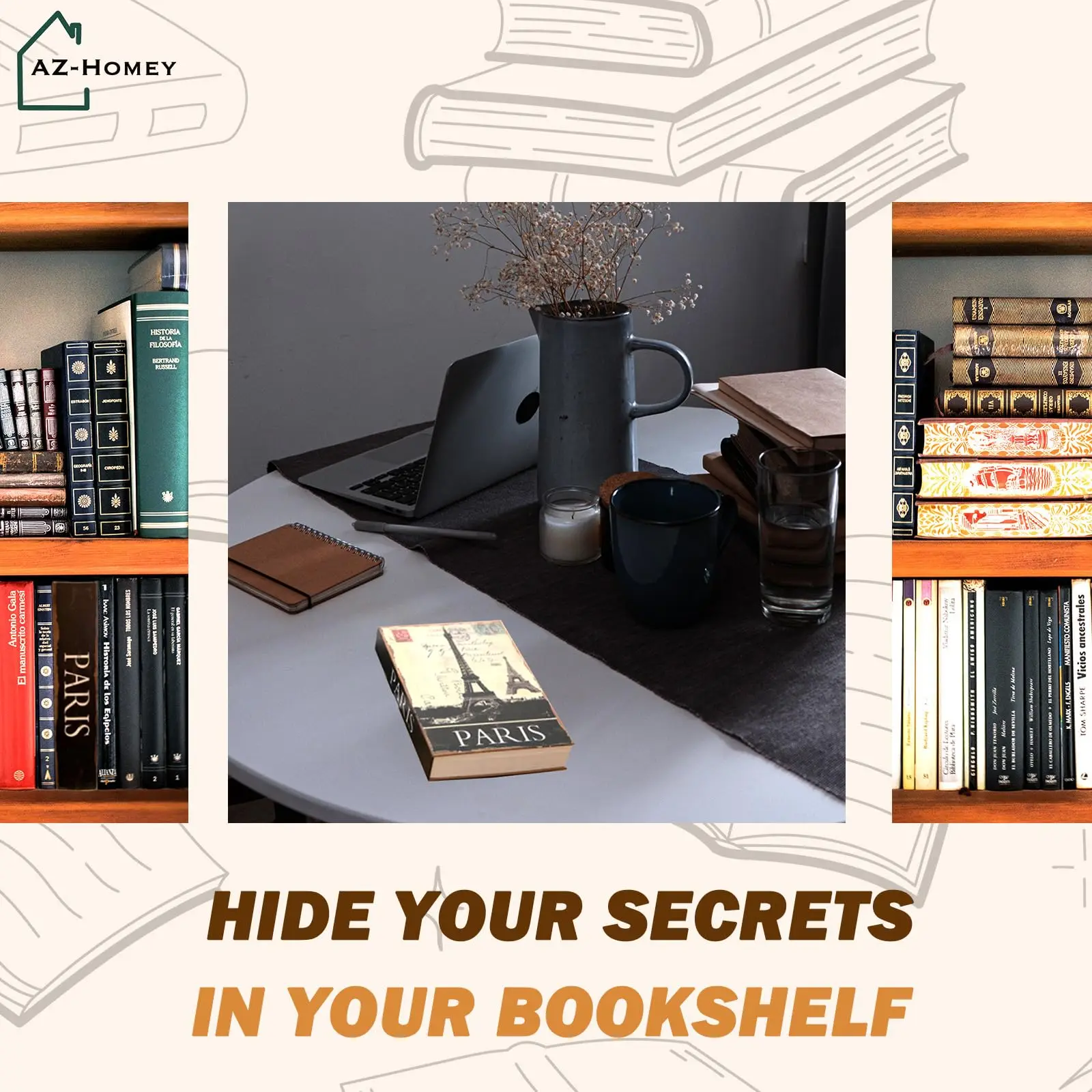Фото Декоративный книжный сейф с кодовым замком, винтажный искусственный скрытый сейф для книг для украшения, секретный ящик для хранения для домашнего офиса №3