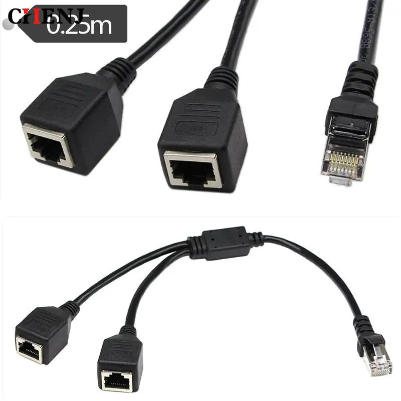 

Разветвитель RJ45 (штекер)/2 RJ45 (разъем), Для подключения к сети Ethernet, устойчивая передача данных, Cat5e, Cat5, Cat6