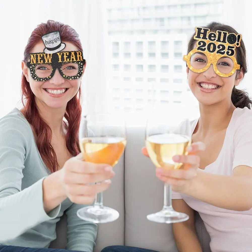 4 шт. мультяшная оправа для очков на новый год 2025 забавные черные и Золотые очки с