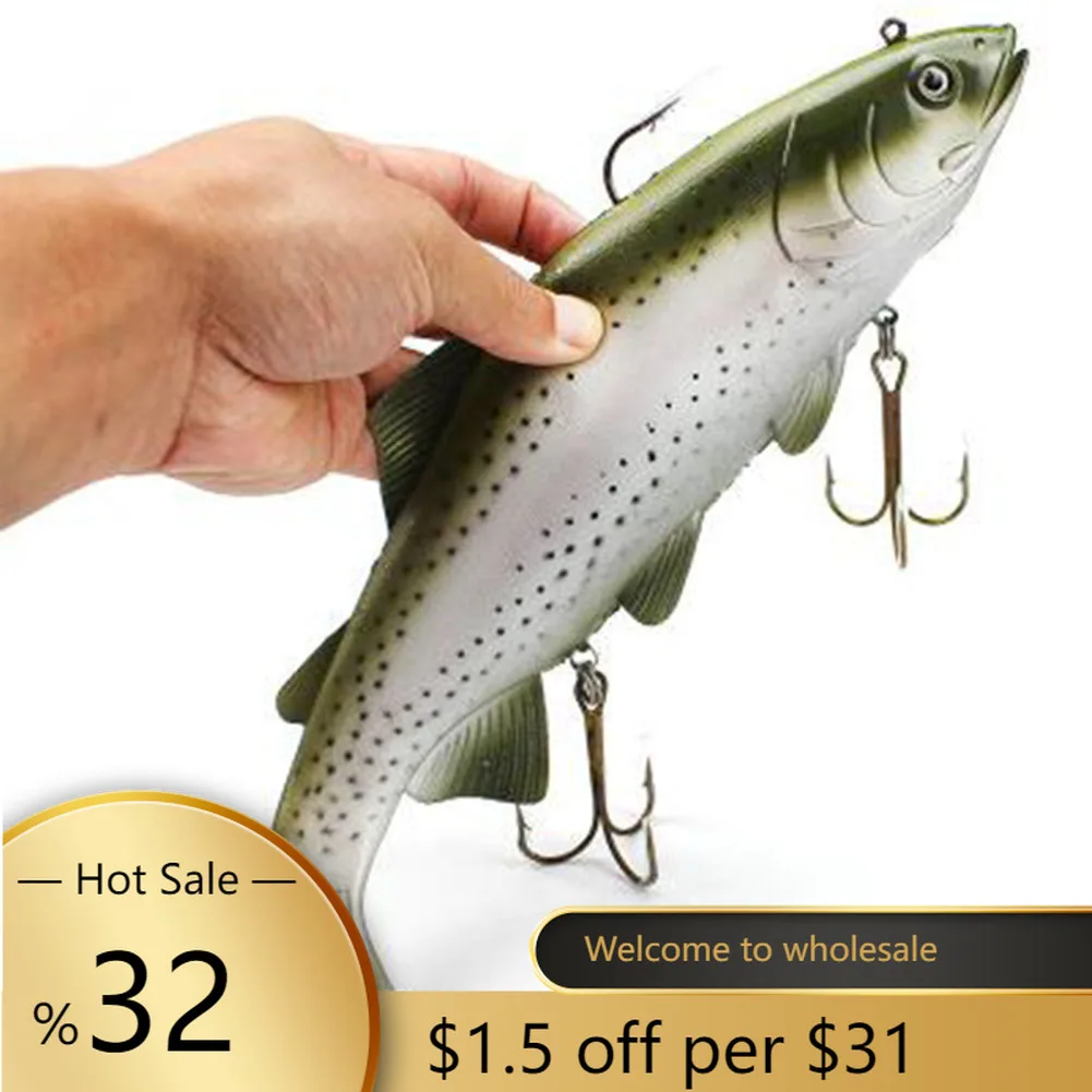 Artificial 20cm Big Fish Lure Hook Simulation Deep Sea Big Fish Gray Spot Sea Fishing Soft Boat Bait Pesca Iscas Sinking Wobbler