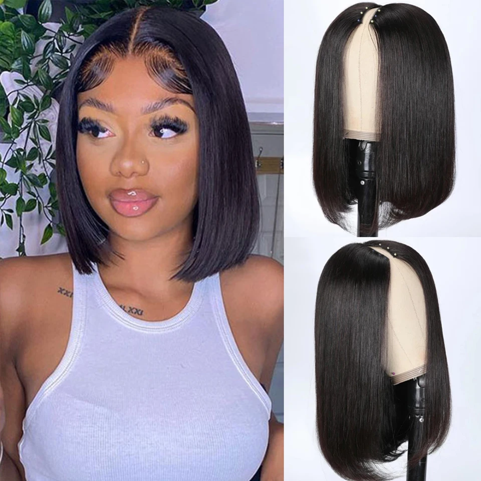 

Straight Short Bob U Part Human Hair Wigs For Women U Shape Brazilian Human Hair Glueless Wig No Leave Out Glueless Wig