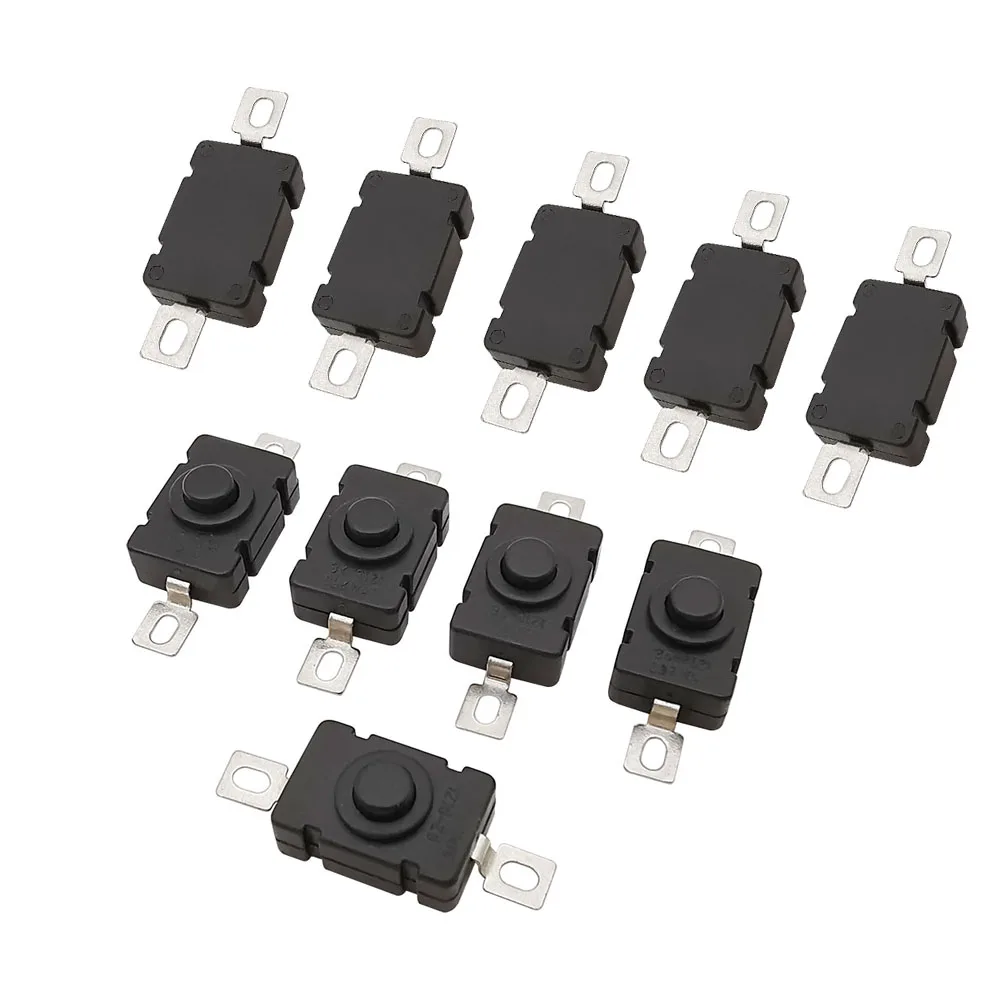 

5 / 10pcs kam - 28 ручной фонарь выключатель 1.5A / 250V 18 x 12 мм самозапирающийся SMD 2 игольчатый ON - OFF мини - черный кнопок выключатель KAN - 28
