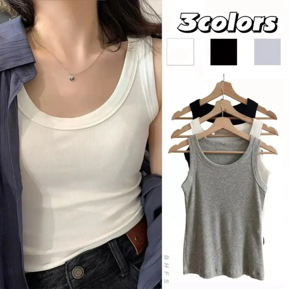 

Summer Bottoming T-shirts Sleeveless Solid Color Women Camisole Sexy Vest Top Slim Tank Top Threaded Sling Vest