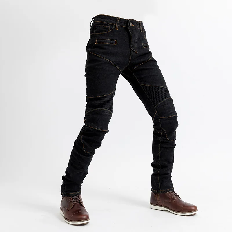 Men Jeans New Protective Gear Four Piece Set Jeans Professional Racing Pants Motorcycle Pants Full Length Pleated Denim Trousers