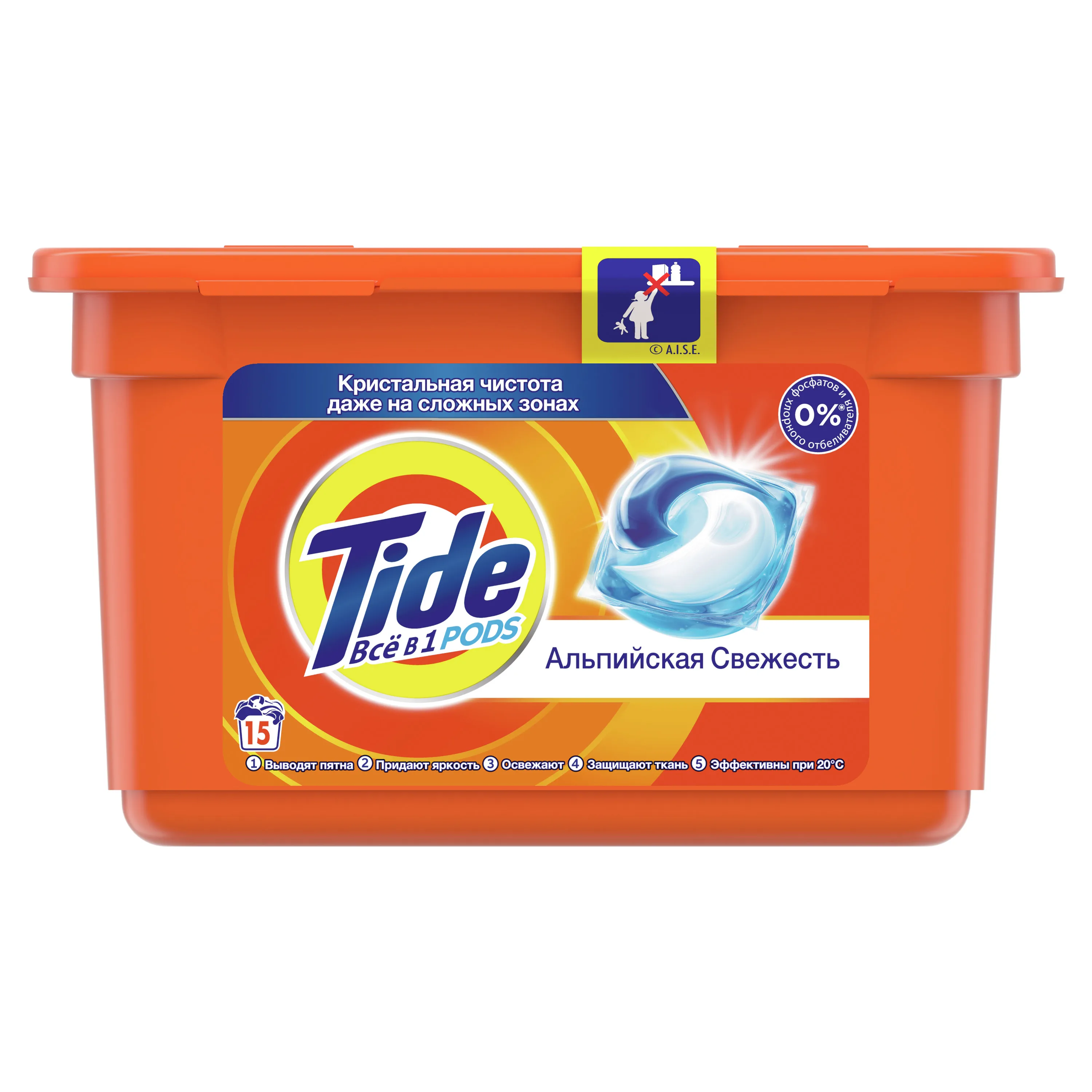 Capsules for washing Tide Alpine freshness 3in1 15 pcs. tide capsules tablets wash fabric detergent powder ariel t | Дом и сад