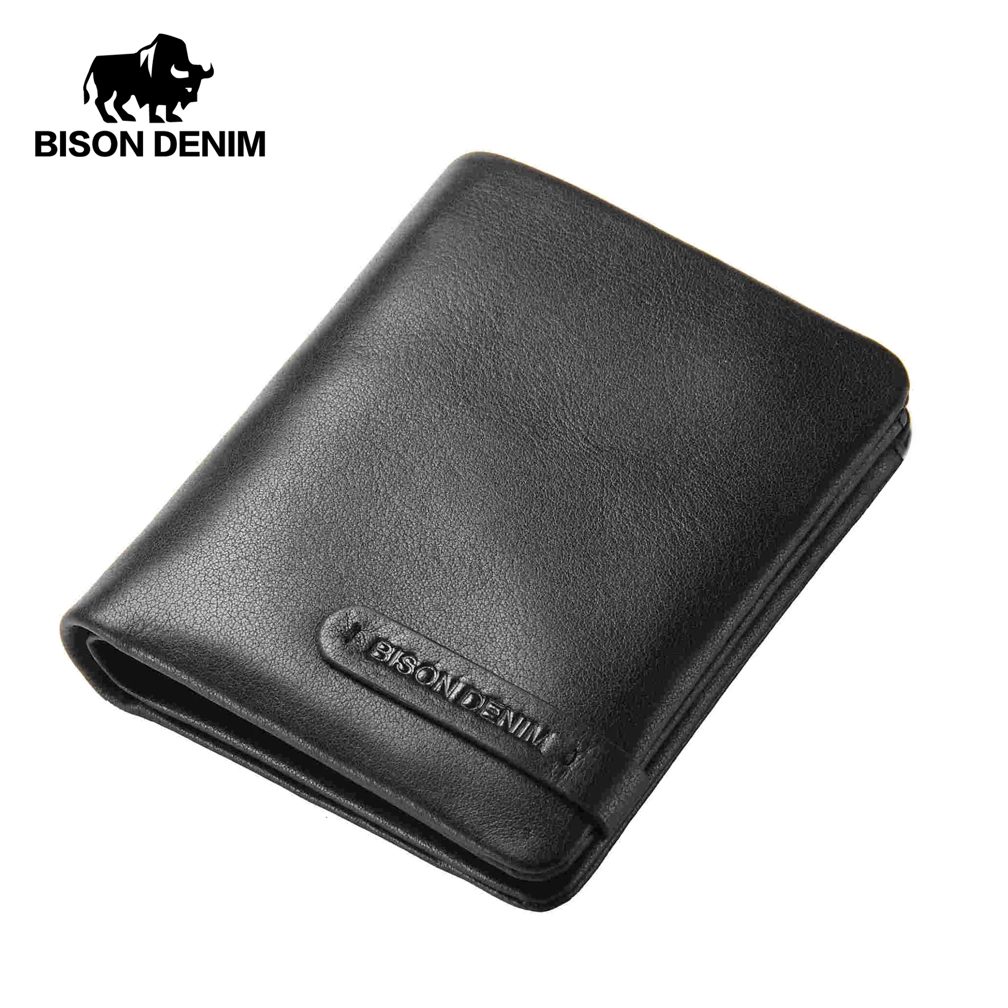 

BISON DENIM Super Soft Genuine Leather Men Wallet Brand Luxury RFID Business Card Holder Coin Pocket Purse Best Gift For Men