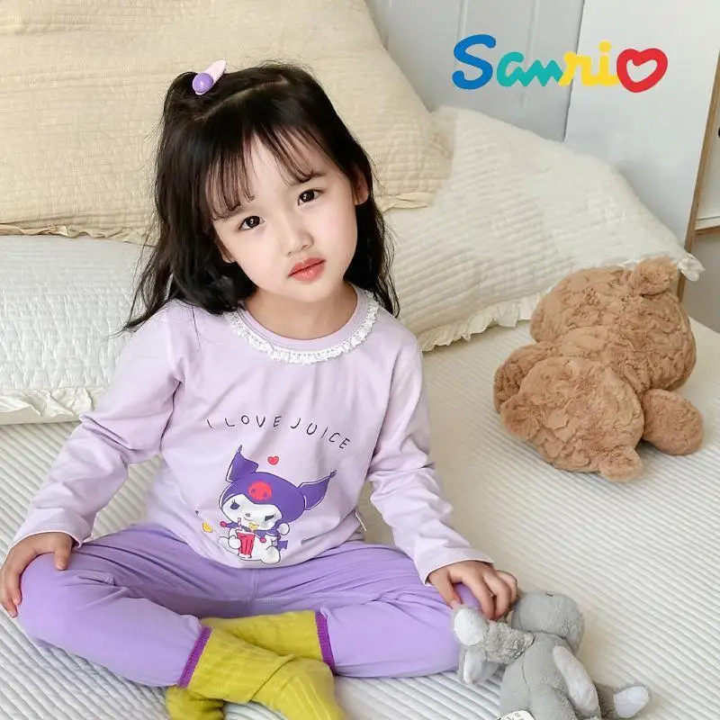 Комплект детской пижамы с длинными рукавами из лайкры и