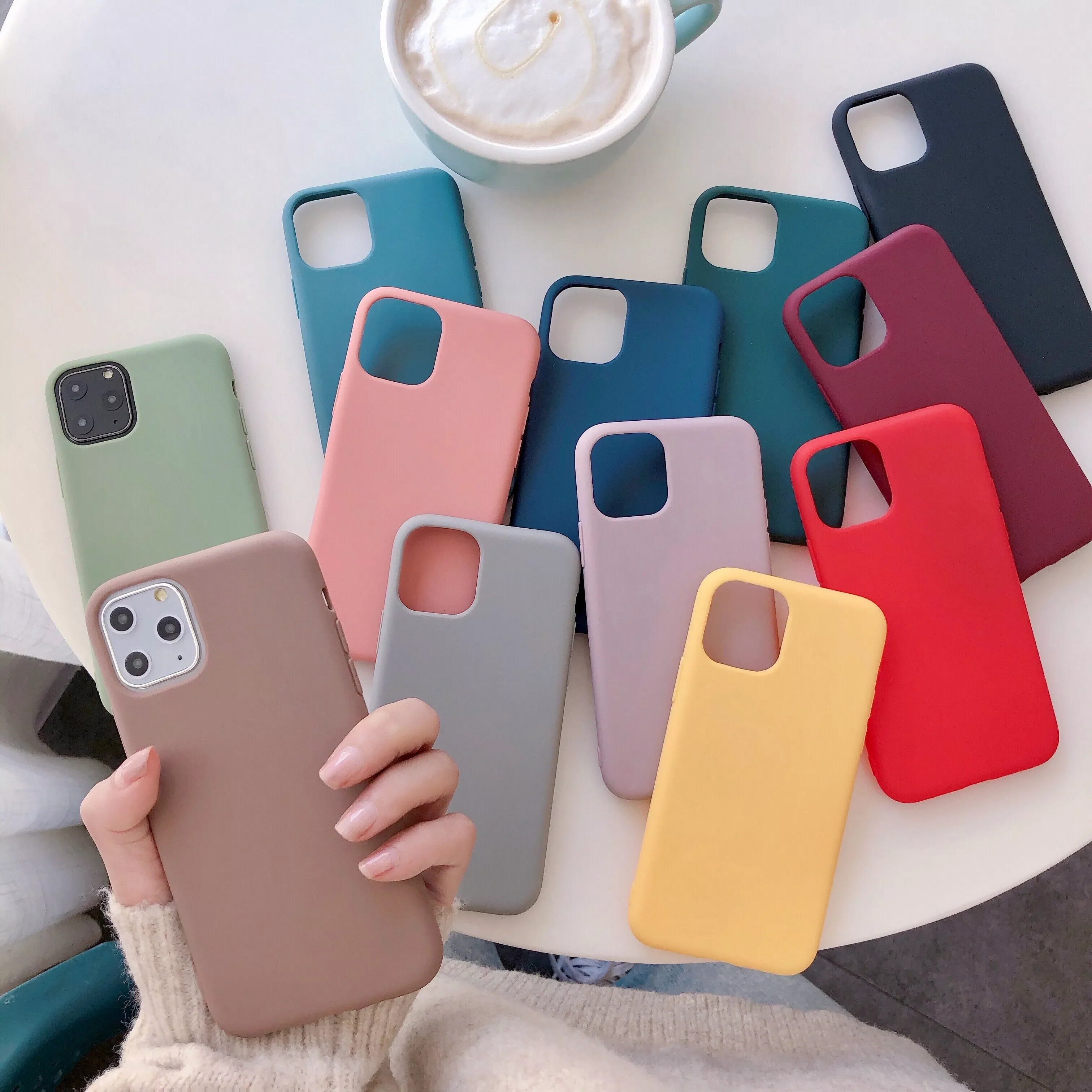 

NEW2022 Fashion Candy Color Wine Red Blue Case For iphone 11 12 Mini 13 Pro XS MaX XR X Soft TPU Green Color For iphone 6 7 8 Pl
