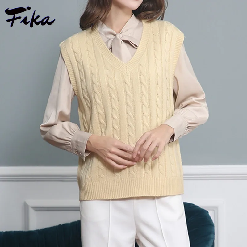 

Y2k Solid Color Women Knitted Sweater Vest 2023 New Casual Knitwear All-Match Pullover Tops V Neck Sleeveless Pullover Sweater