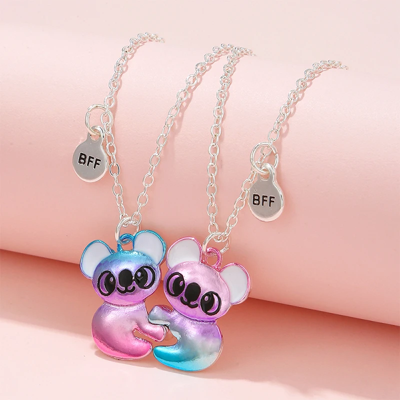 

2Pcs/Set Cute Koala Bear Pendant Best Friends Sister BFF Necklace Friendship Children's Jewelry Gift for Girls