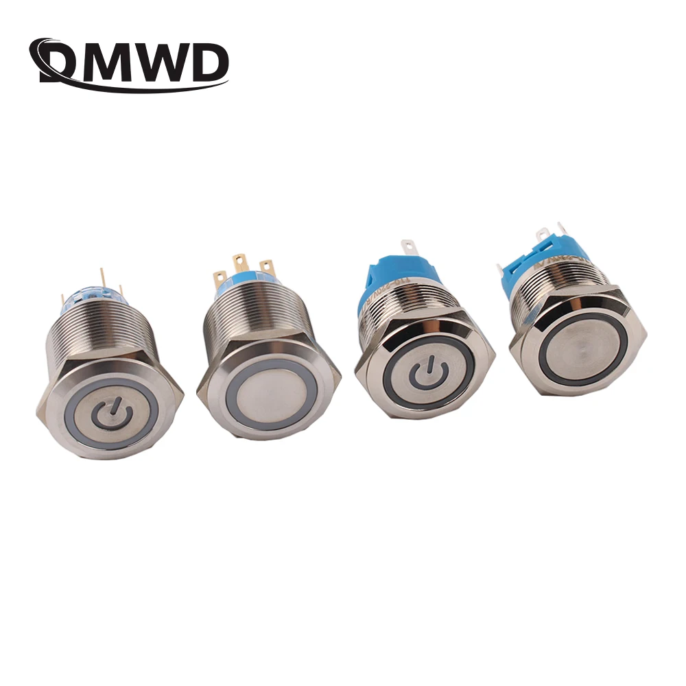 Светодиодный 22 мм отметка латунь/кольцевой выключатель с блокировкой освещения/мгновенная кнопка 5Pin 3V 5V 6V 12V 24V