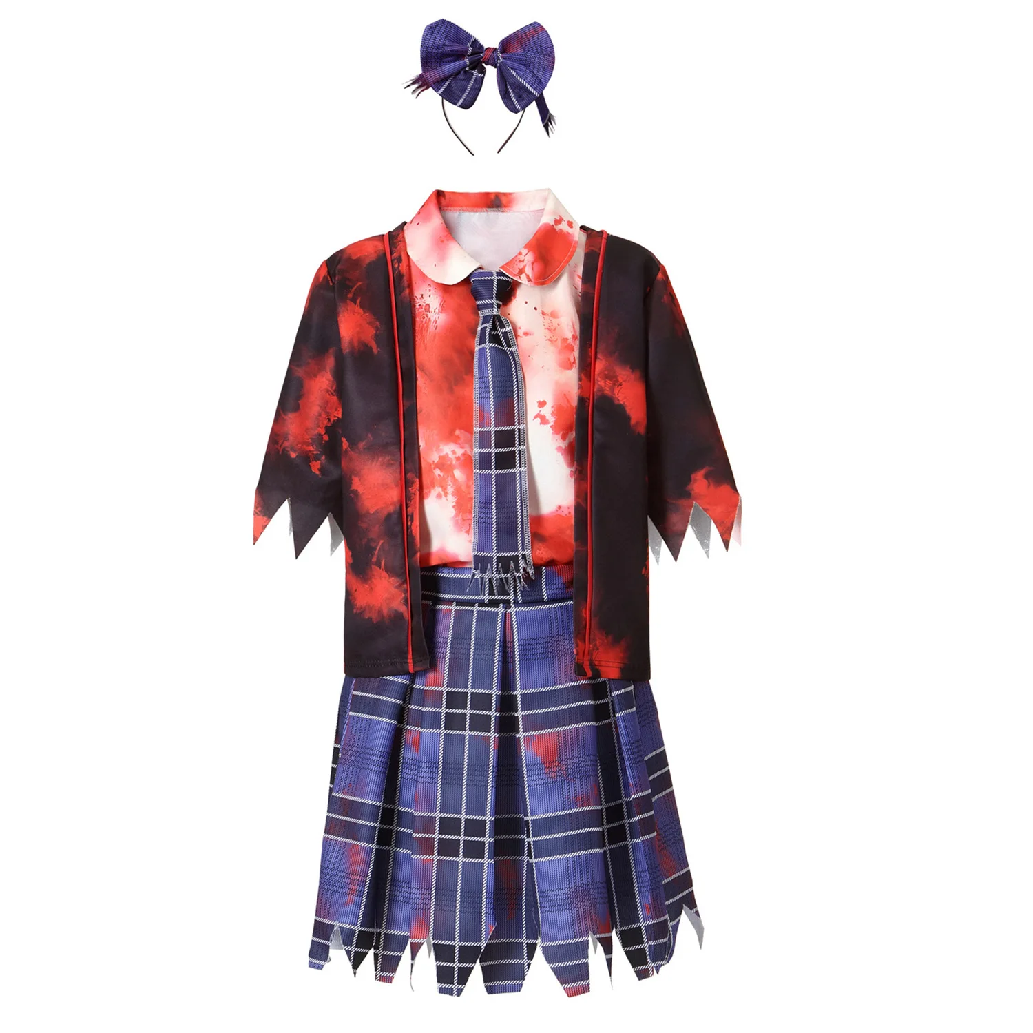 

Halloween Horror Bloody Zombie Adult Female Student Bloodstained Clothing Sets 2023 Halloween Cosplay Stage Performance Costumes