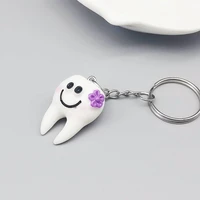 10pcs cartoon dental simulation teeth keychain key ring hang tooth shape cute dental clinic gift pendant keychain dentist gift