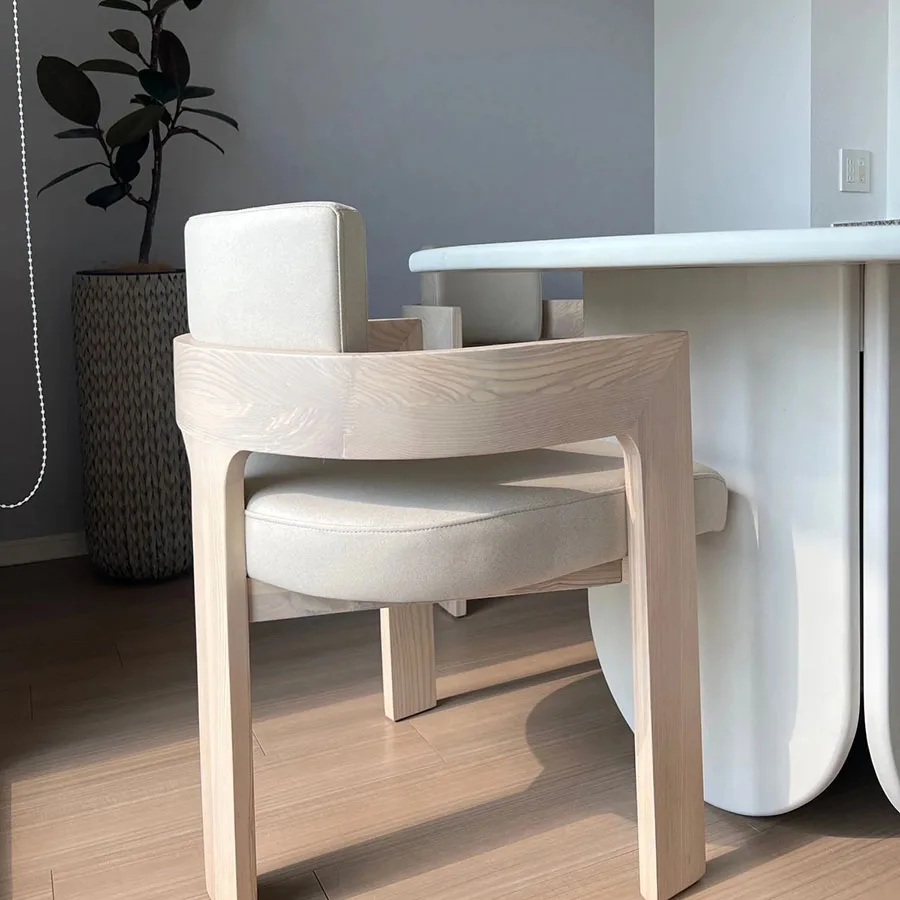 

Nordic Dining Chair Light Luxury Solid Wood Handrail Backrest Desk Designer Modern Chair Neoclassical Comedores Indoor Furniture