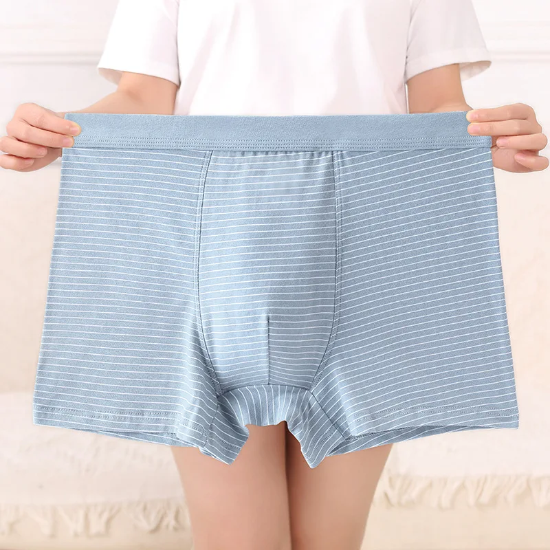 

Cotton Mid Waist Men's Underwear Loose Plus Size Breathable Men's Boxer Striped Print Boxer