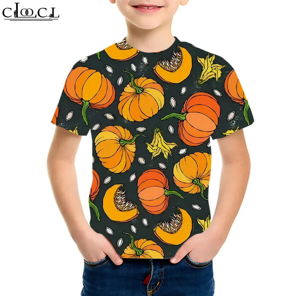 

CLOOCL Halloween T-shirt Children Clothing Pumpkin Trick or Treat 3D Print Cartoons Boy Girl Casual Clothes Short Sleeve Tops