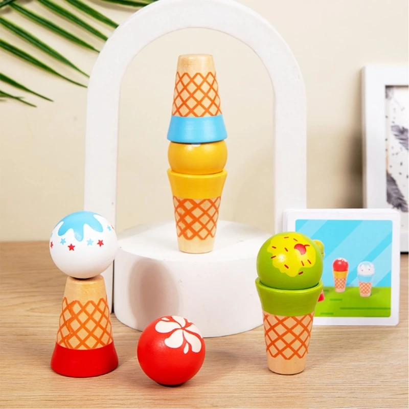 

Wooden Ice Cream Shop Puzzle Toy Coordination for Kids Pretend Play Educational