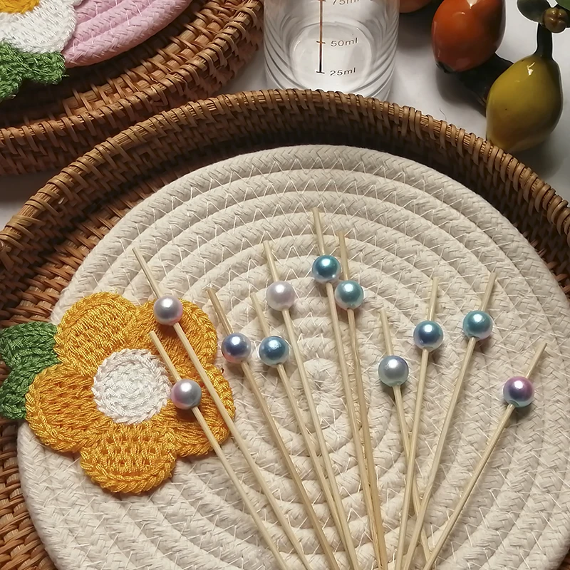 

100PCS вечеринка декоративные зубочистки 12 см коктейль палочки одноразовые бамбук фрукты шампуры буфет закуски торт топер день рождения свад...