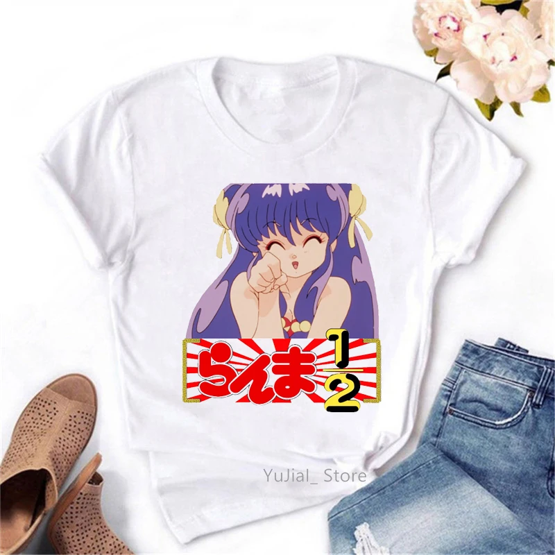 

2022 Hot Sale Japanese Anime Shirt Women Summer Top T Shirt Femme White 90s Harajuku Kawaii T-Shirt Urusei Yatsura Girls Tees