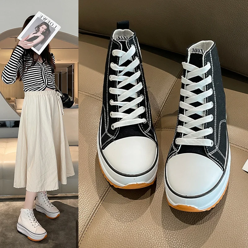 2023 Spring Fashion High Women Platform Canvas Shoes Men Canvas Skateboarding Shoes for Men Sneakers Women Canvas Unisex Classic