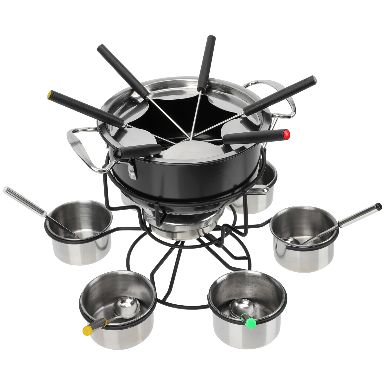 

Fondue Pot Set Chocolate Cheese Stove Steel Stainless Melting Maker Butter Warmer Electric Cooking Cast Iron Base Hot Fork Cream