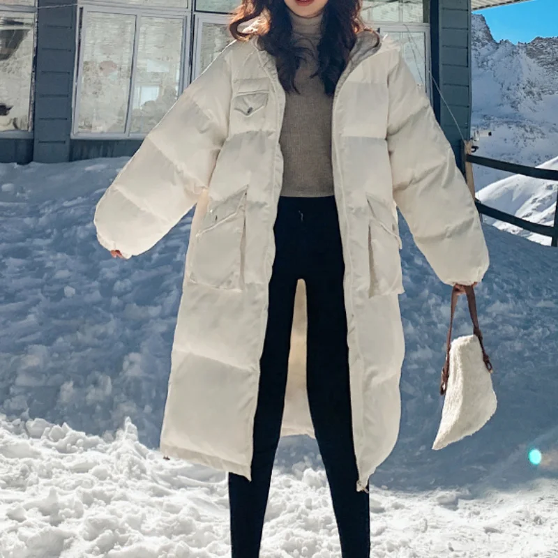 Women's Korean Style Loose Mid-length Padded Jackets Winter 2023 New Ins Thick Down Padded Jacket Coats Autumn Tide Female Parka