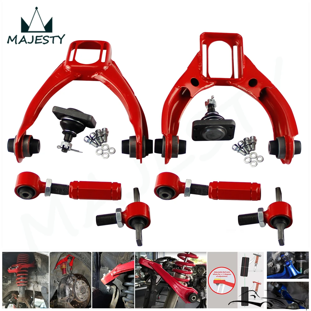 

Комплект регулируемых передних верхних и задних стальных ручек с шаровым шарниром и полиуретановыми втулками для Honda Civic EK 1996-2000