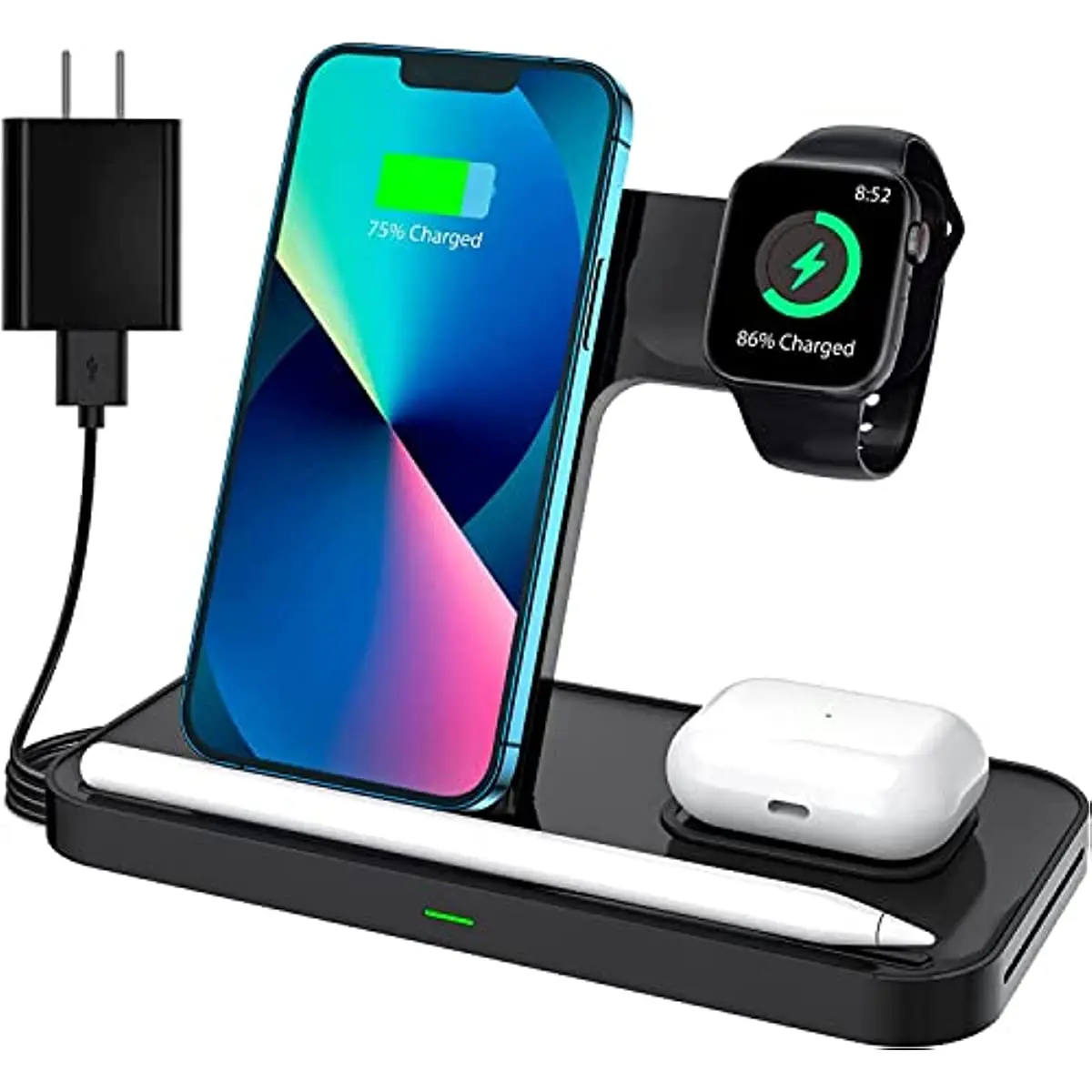

Wireless Charger 15W 4 in 1 Fast Charger Station Suitable for iPhone 14/13/12/11/iWatch 1-7/Air-Pods/ Samsung S21/S20/S10