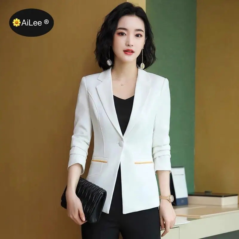 New Designer Blazer Suit Women Korean Slim Fashion Patchwork Jacket Single Button Lady Office Small Coat Business Work Tops