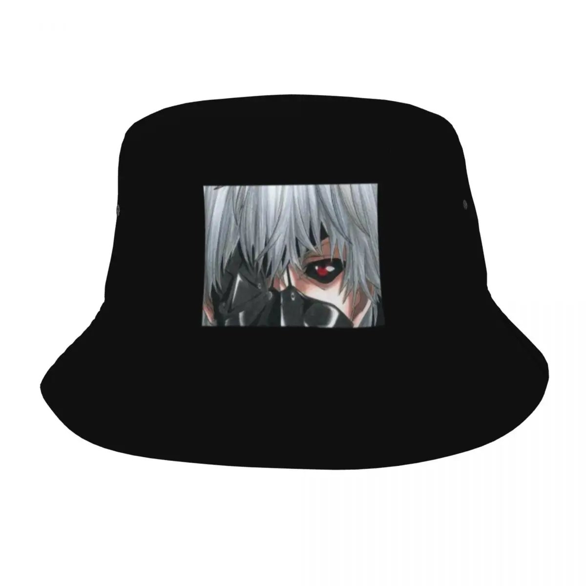 

Kaneki Ken Bucket Hat Casual Beach Sun Hat for Unisex One Eyed Hiking Fishing Cap Polyester Headwear