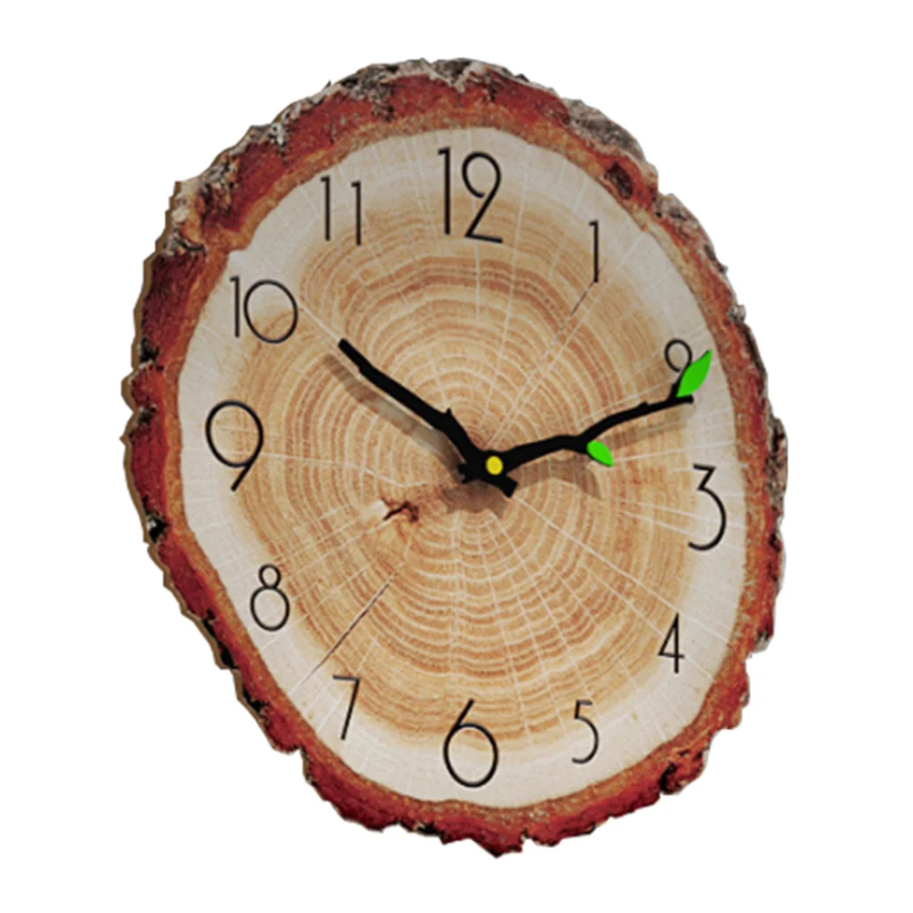 

Clock Wall Hanging Decorative Ring Silent Round Tree Non Ticking Kitchen Rustic Farmhouse Wood Annual Mounted Retro Oversized