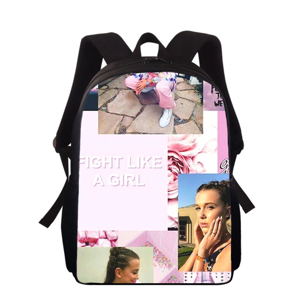 Millie Bobby Brown 15” 3D Print Kids Backpack Primary School Bags for Boys Girls Back Pack Students School Book Bags