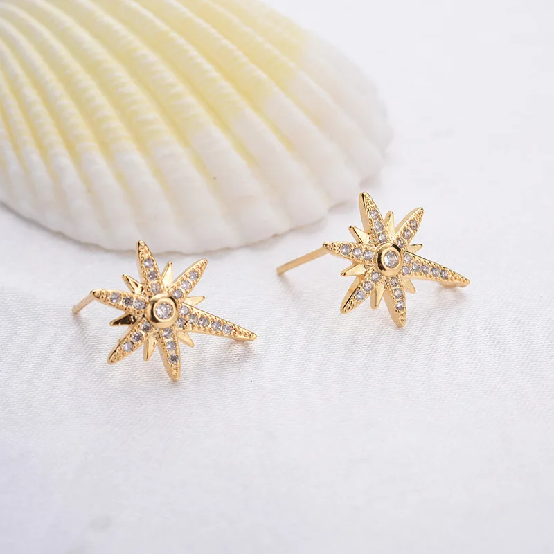 

Серьги-гексаграммы из меди с фианитом, Ювелирная фурнитура «сделай сам» с цветным покрытием и настоящим золотым покрытием, с кольцом-гвозди...