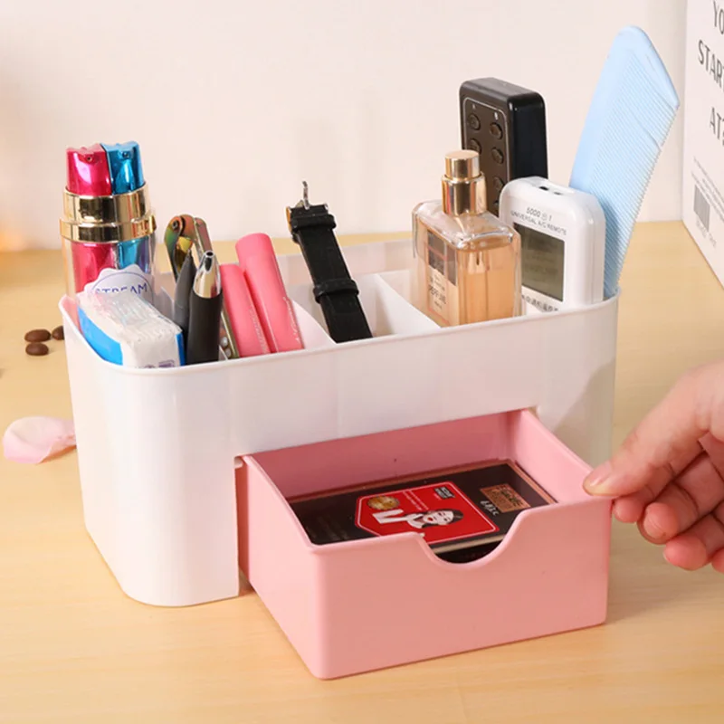 

3Color Makeup Organizers Storage Box Plastic Cosmetic Drawers Jewelry Display Box Case Desktop Make Up Container Boxe Organizer
