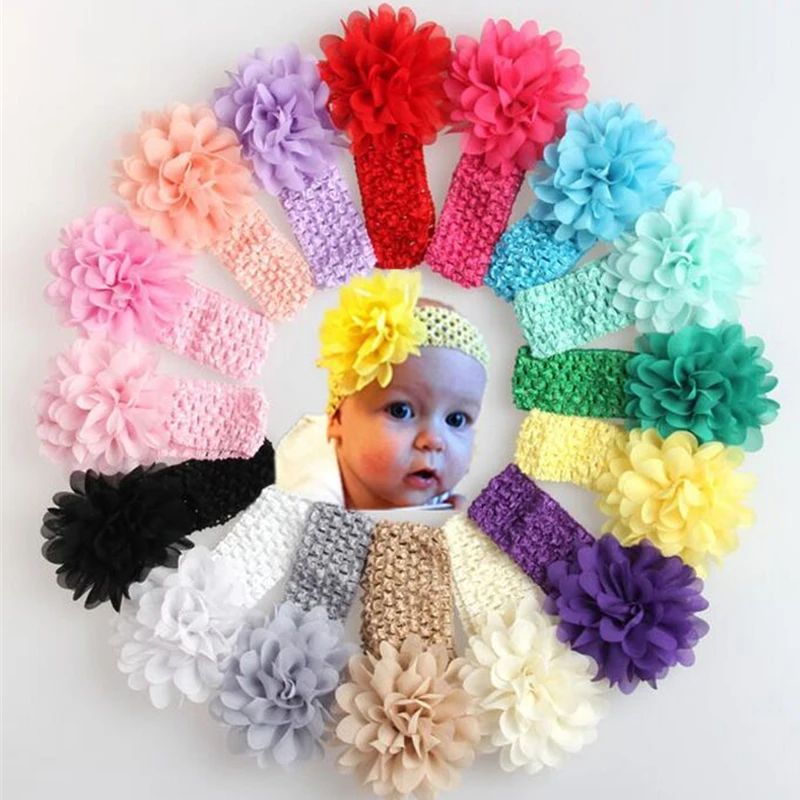 

Big Flower Baby Headbands Toddler Headwraps Baby Flower Turban Hats Babes Caps Elastic Hair Accessories 2022 New