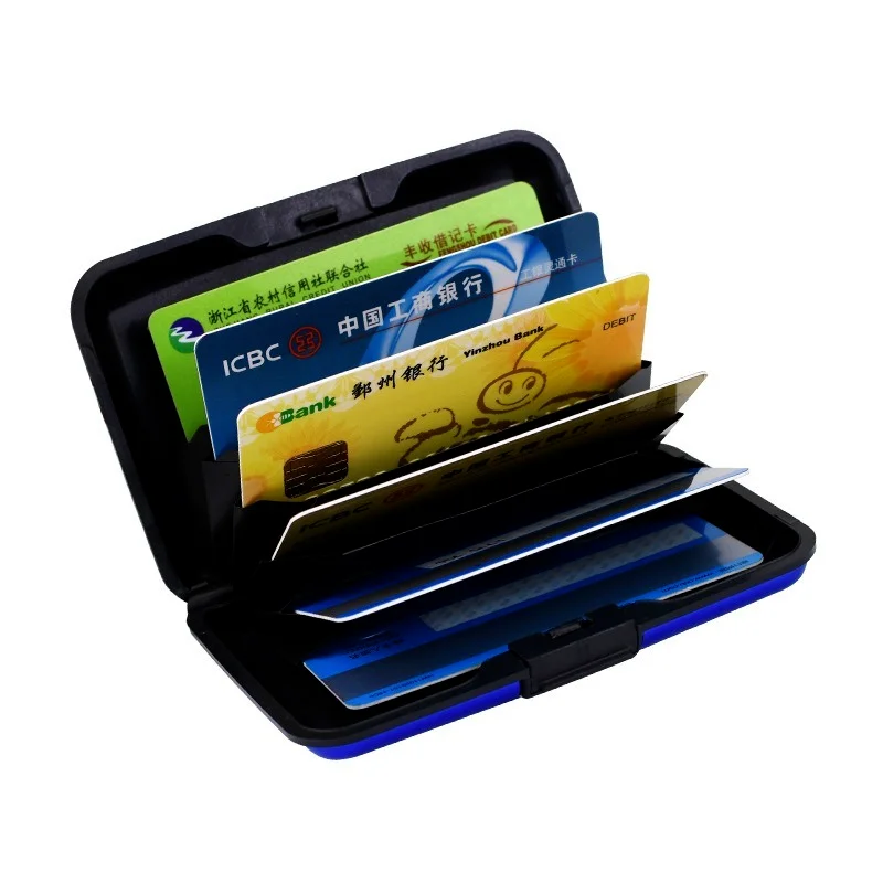 

Blocking 1 Hard Anti Men Card Card Card Case Wallet Scanning Solid Holder Pc Bank Aluminum Protect Holder Credit