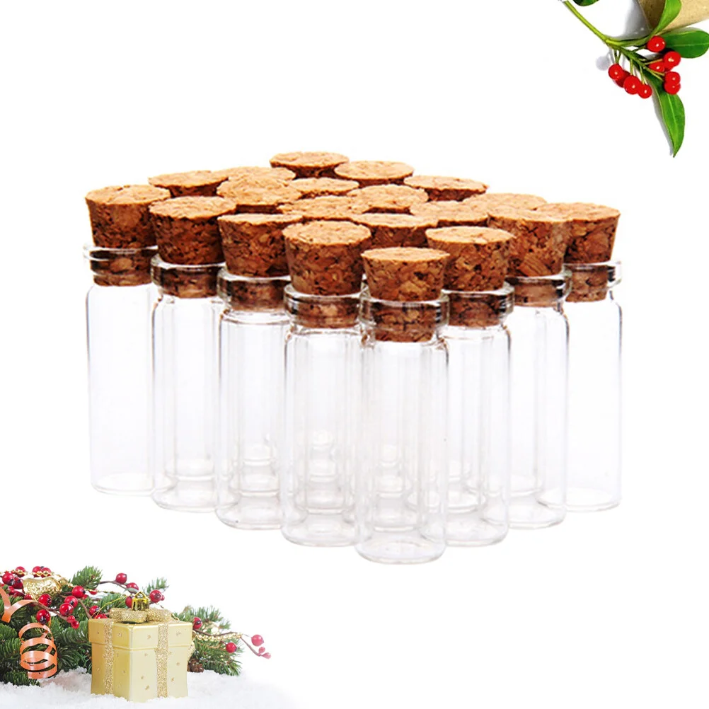 

24PCS 1.5ml Transparent DIY Wish Jars Mini Glass Bottles with Cork Stoppers for Weddings Message Wish Party