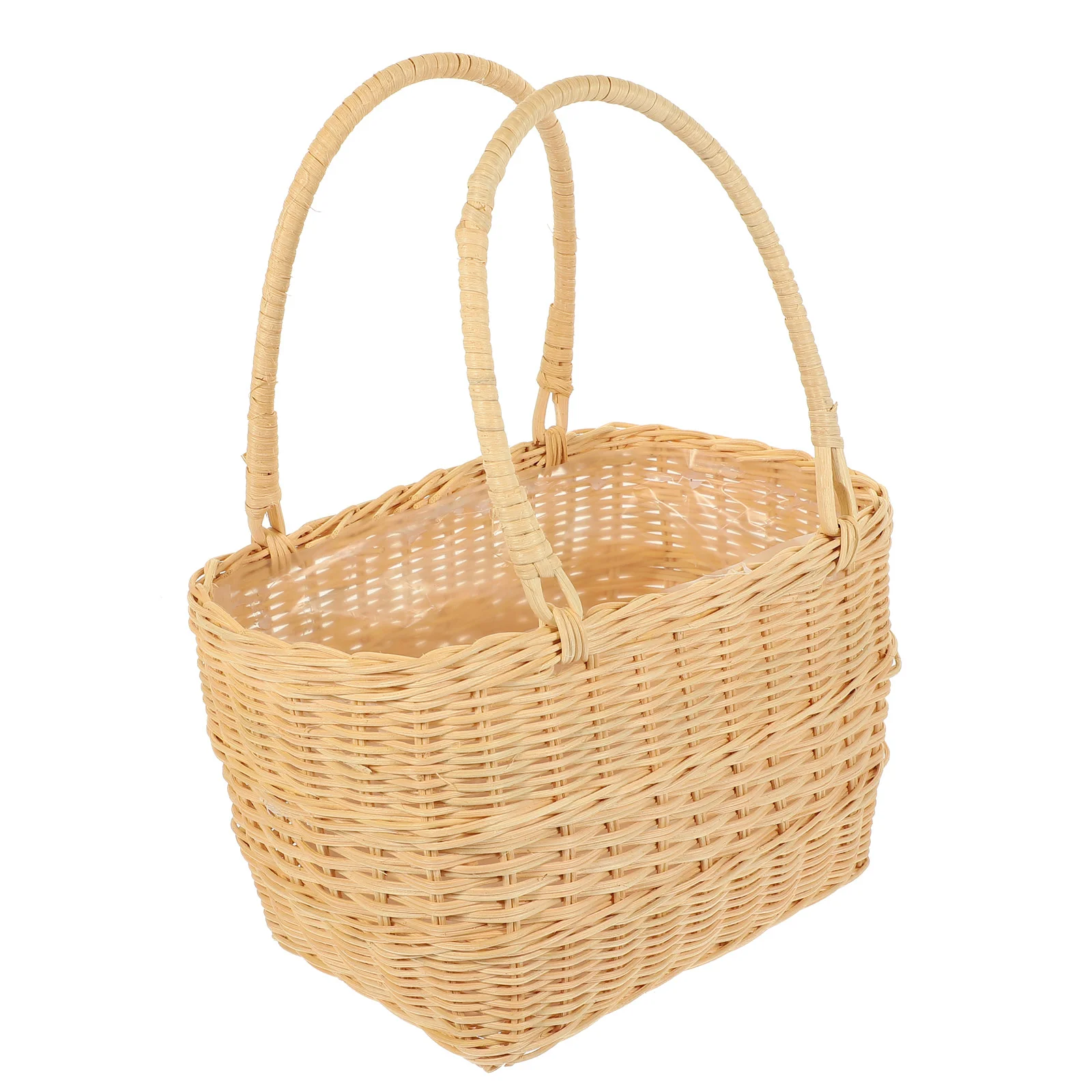 

Basket Flower Woven Wicker Rattan Strawplant Hanging Storage Beach Market Pot Basketshandle Picnic Gift African Girl Tote Bolga